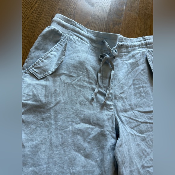 Talbots Brand New Pull on WASHED LINEN Joggers beach Light Blue Women's Pants M - Picture 3 of 6